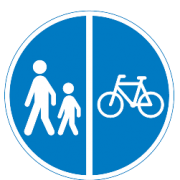 Delt sti/cykel højre oplysningstavle