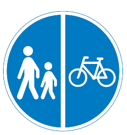 Delt sti/cykel højre oplysningstavle