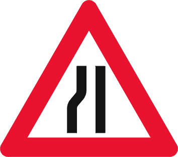Indsnævring af vej mod venstre advarselstavle - Kombi-Skilte