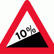 Stejl stigning advarselstavle - stigning 10% - Kombi-Skilte