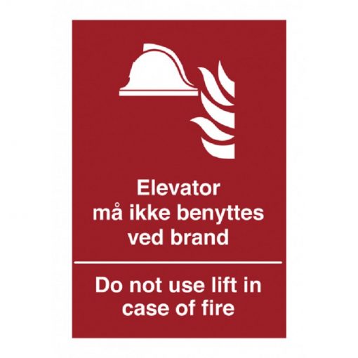 Elevatoren må ikke benyttes ved brand