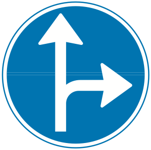 Påbudt kørselsretning frem/højre - Kombi-Skilte