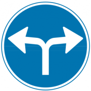Påbudt kørselsretning venstre og højre - Kombi-Skilte påbudstavler