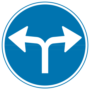 Påbudt kørselsretning venstre og højre - Kombi-Skilte påbudstavler