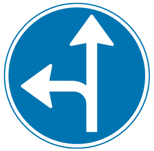 Påbudt kørselsretning frem/venstre - Kombi-Skilte