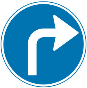 Påbudt kørselsretning højre - Køb hos Kombi-Skilte