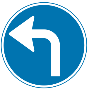 Påbudt kørselsretning venstresving - Kombi-Skilte