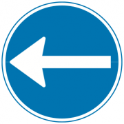 Påbudt kørselsretning til venstre - Kombi-Skilte