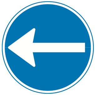 Påbudt kørselsretning til venstre - Kombi-Skilte