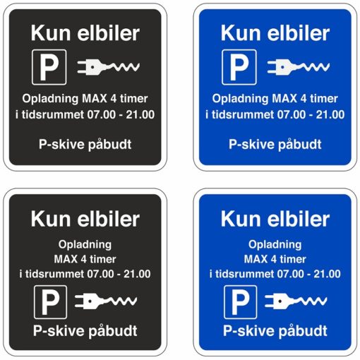 Parkeringsskilte til elbiler, scootere og motorcykler